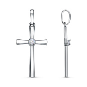 Подвеска крест из серебра с фианитом