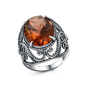 Кольцо ажурное винтажное из серебра с иск. топазами