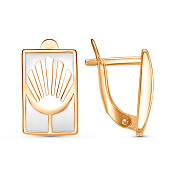 Серьги геометрические Листики бижутерия с эмалью