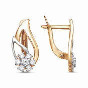 Серьги Цветы из золоченого серебра с фианитами