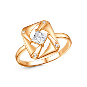 Кольцо бижутерия с фианитом и ювелирным стеклом