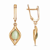 Серьги из золоченого серебра с иск. кошачьим глазом