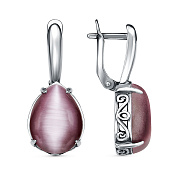 Серьги бижутерия с иск. кошачьим глазом