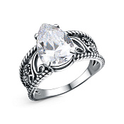 Кольцо ажурное винтажное бижутерия с фианитом