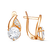 Серьги бижутерия с фианитами и ювелирным стеклом