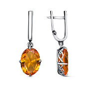 Серьги с подвесками из серебра с иск. султанитами