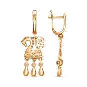 Серьги с подвесками Лошадки из золоченого серебра