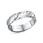 Обручальное кольцо с алмазной гранью из серебра