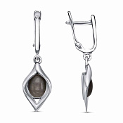 Серьги из серебра с иск. кошачьим глазом