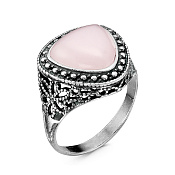 Кольцо из серебра с иск. розовым кварцем
