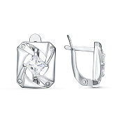 Серьги бижутерия с фианитами и ювелирным стеклом