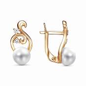 Серьги бижутерия с жемчугом и фианитами