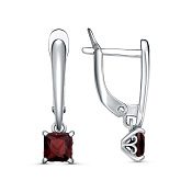 Серьги с подвесками из серебра с гранатами