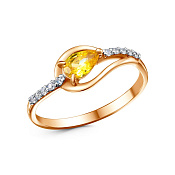 Кольцо из золоченого серебра с фианитами