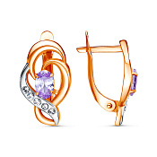 Серьги бижутерия с фианитами и ювелирным стеклом