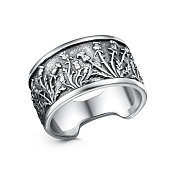 Кольцо Цветы из серебра