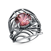 Кольцо винтажное широкое из серебра с фианитом