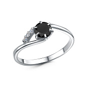 Кольцо тонкое из серебра с фианитами