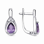 Серьги из серебра с аметистами и фианитами