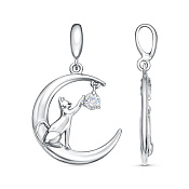 Подвеска Кошка на Луне бижутерия с фианитом
