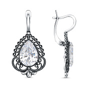 Серьги ажурные винтажные бижутерия с фианитами