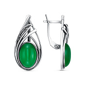 Серьги ажурные винтажные из серебра с иск. агатом