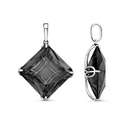 Подвеска из серебра с иск. дымчатым кварцем