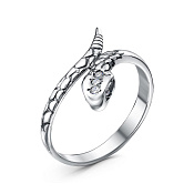 Кольцо Змея из серебра с фианитами
